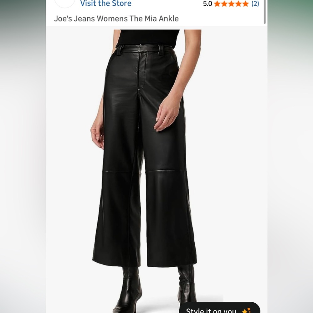 Joe's Jeans Mia Black Leather Pants 29 NWOT